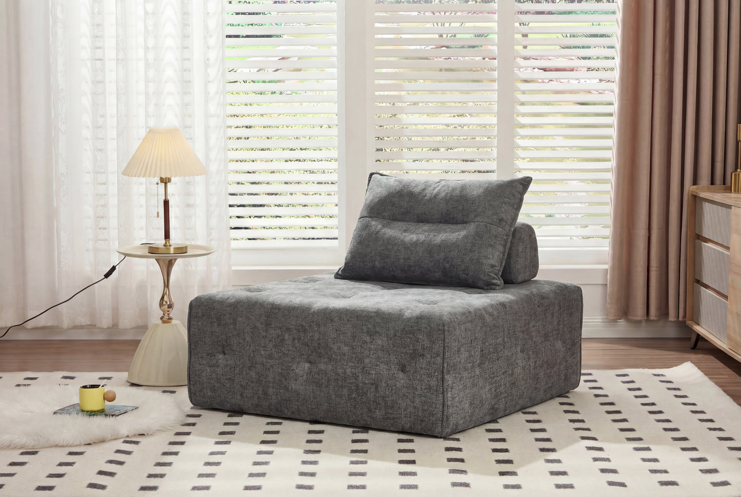 Deep Seat Modular Sectional Sofa with Adjustable Backrest - Grey