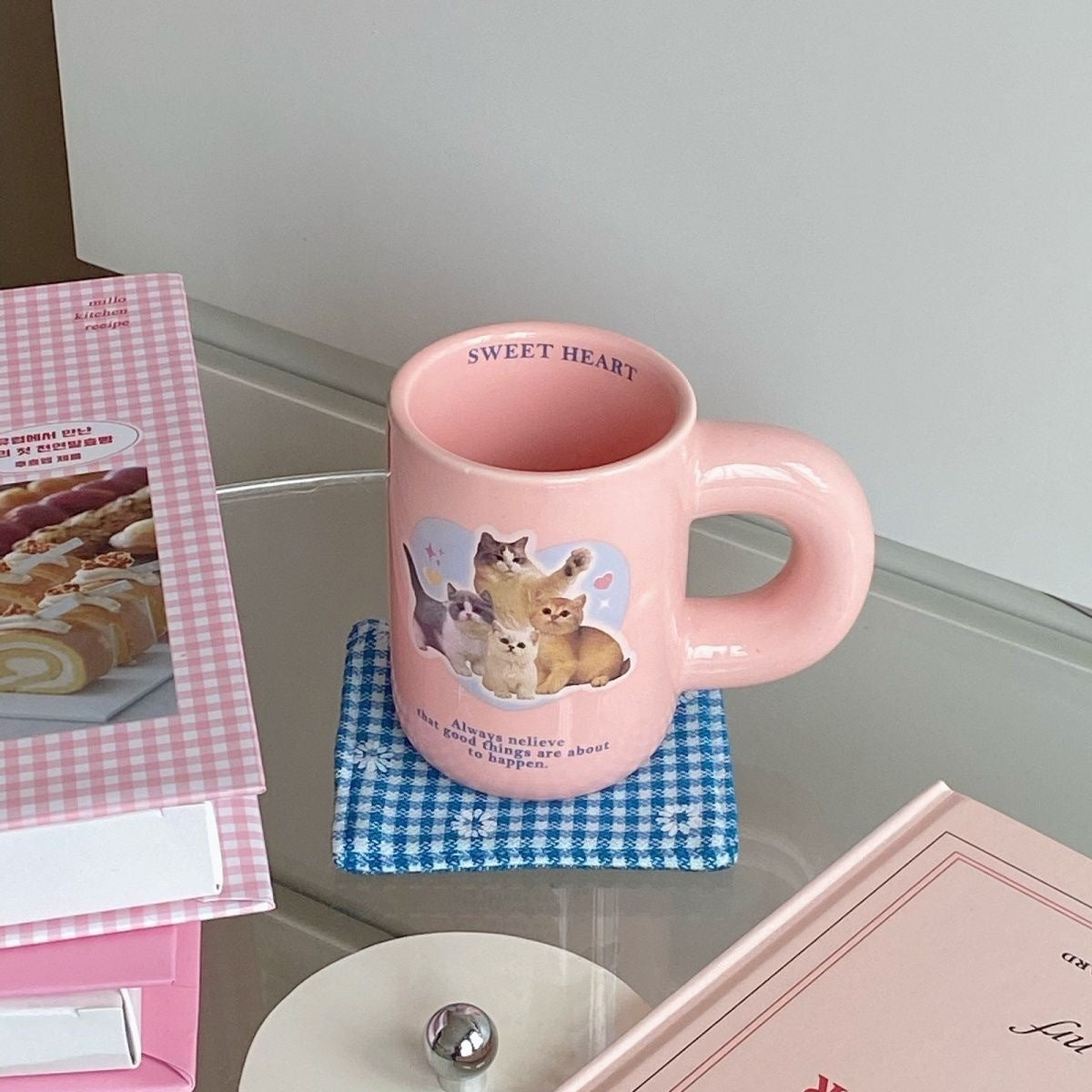 Cute Kitten Printed Ceramic Mug - 300ml Pink Pig Home Drinkware