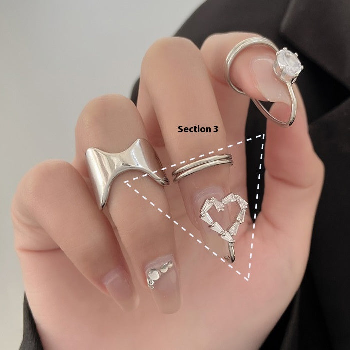 Removable Fake Nail Ring - Cross-border Zircon Inlaid Jewelry for Nail Art Women