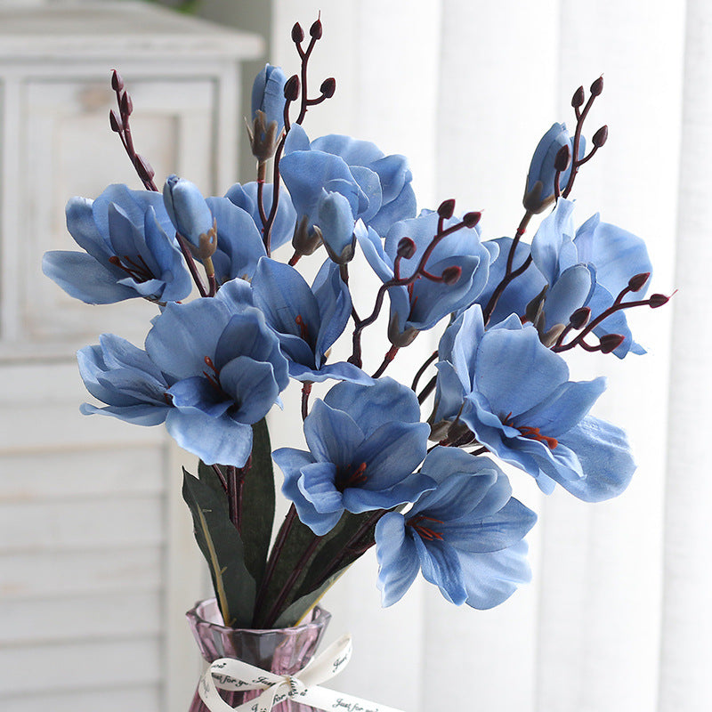 Artificial Magnolia Flower Bouquet - Fake Home Decor Flowers for Indoor & Photography