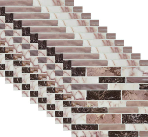 Marble Pattern Tile Stickers for Kitchen & Bathroom Wall Decoration - 10cm 10 Pieces