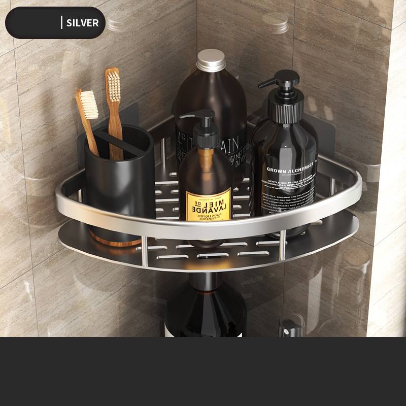 Aluminum Wall Shelf Bathroom & Kitchen Dual-Use Rectangular Storage Rack