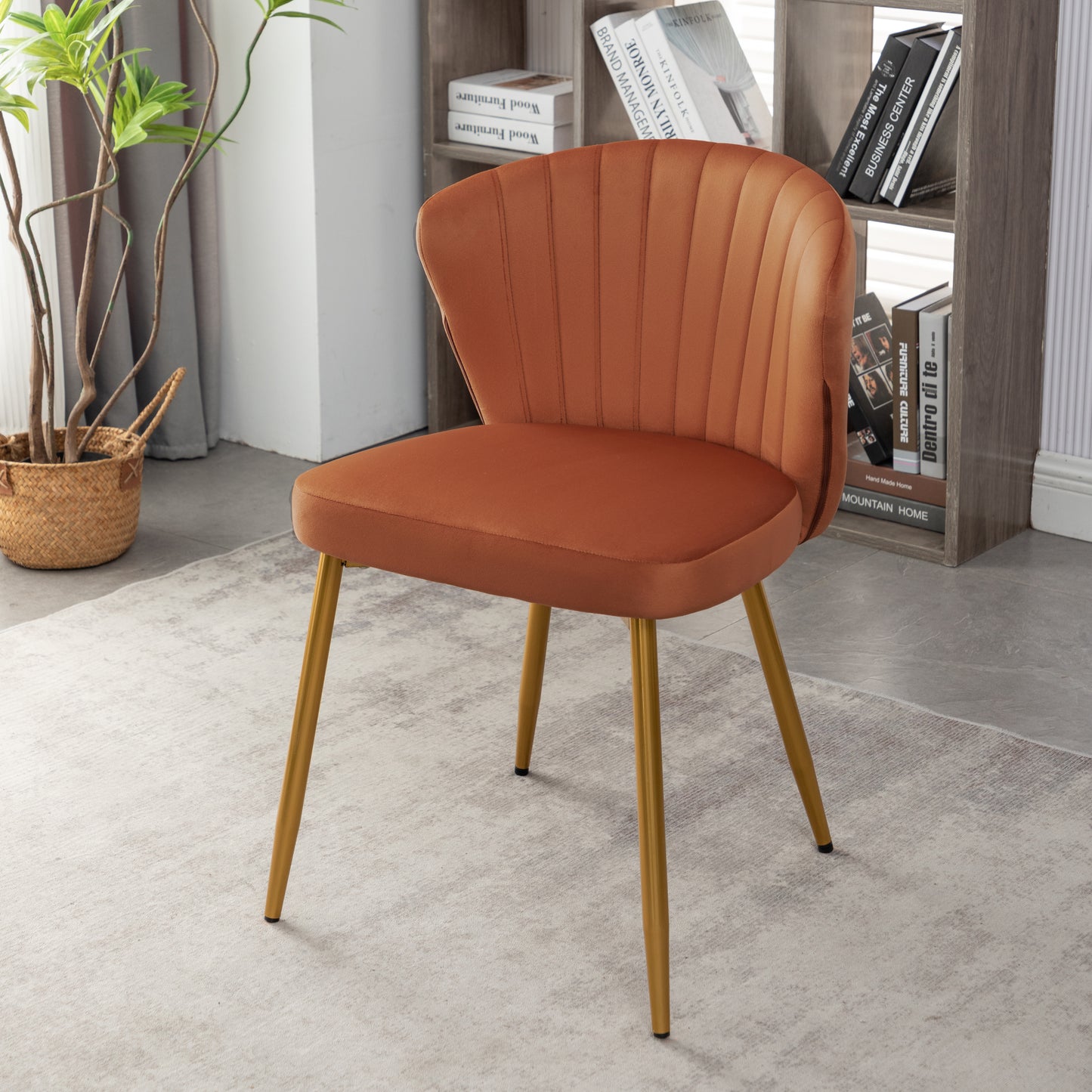 Modern Velvet Armless Accent Chair, Channel Tufted Dining Chair With