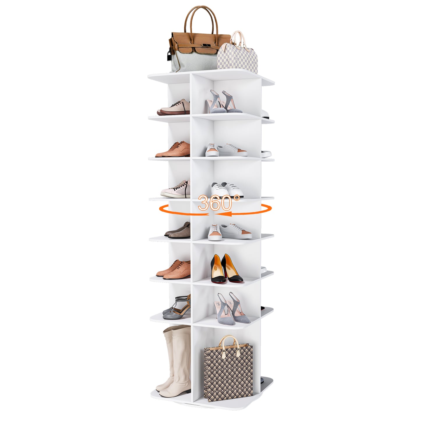 Rotating Shoe Rack Tower, 7-Tier Spinning Rack, Free Standing 360