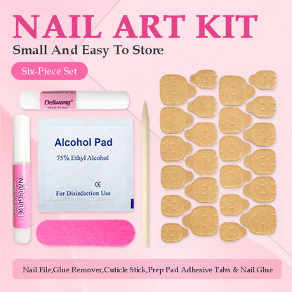 Long Press-On Nails - Baroque Glass Mosaic Design Reusable Acrylic Set