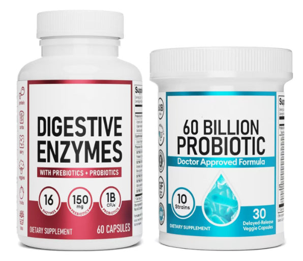Digestive Enzymes with Probiotics & Prebiotics - 60 Capsules