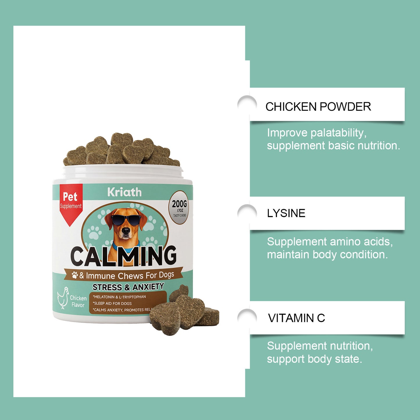 Dog Immune Support Chewable Tablets 200G - Sedative & Health Supplement