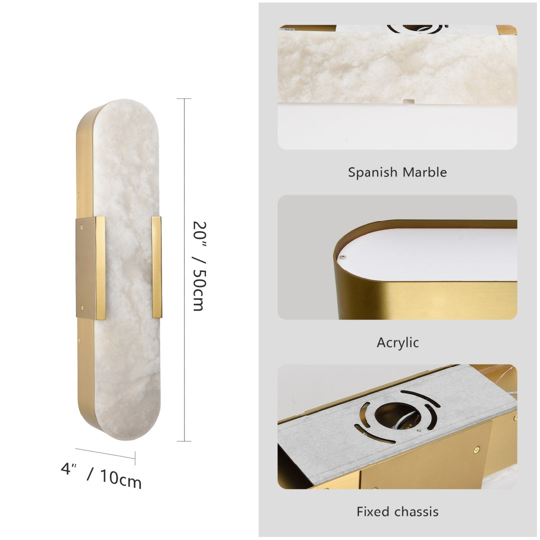 Natural Marble Wall Sconce Set - Modern Gold Lighting for Home