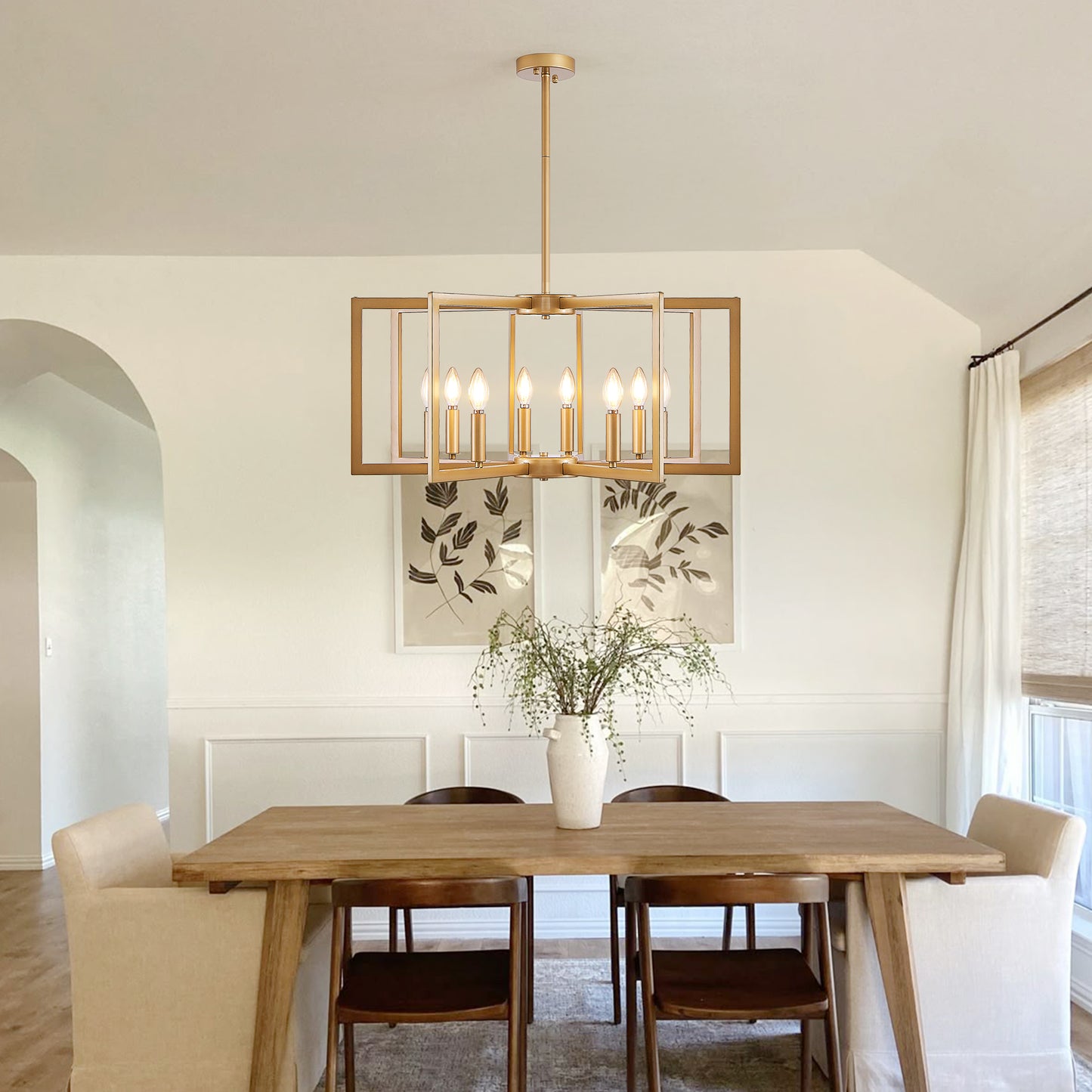 8-Light Modern Geometric Chandelier - Metal Pendant Light