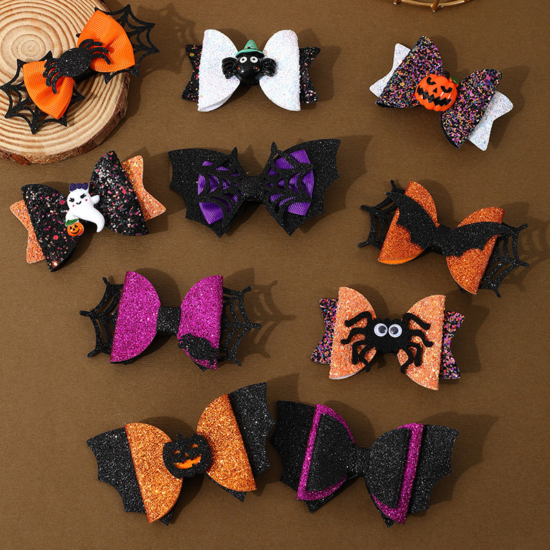 Halloween Hair Barrettes - Spooky Ghost, Pumpkin & Spider Hair Clips