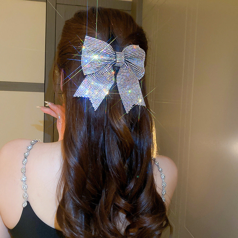 Diamond Bow Hair Clip Spring Clip Hairpin for Women Hair Accessories