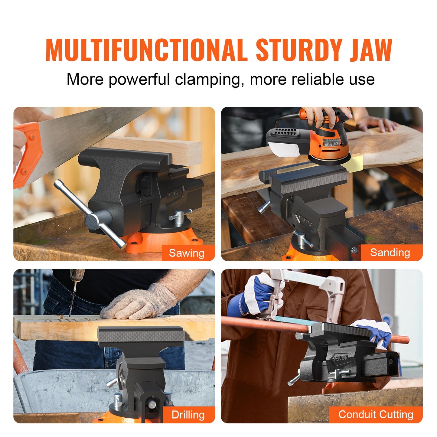 6.5" Bench Vise with 360° Swivel Locking Base & Two-Way Jaw