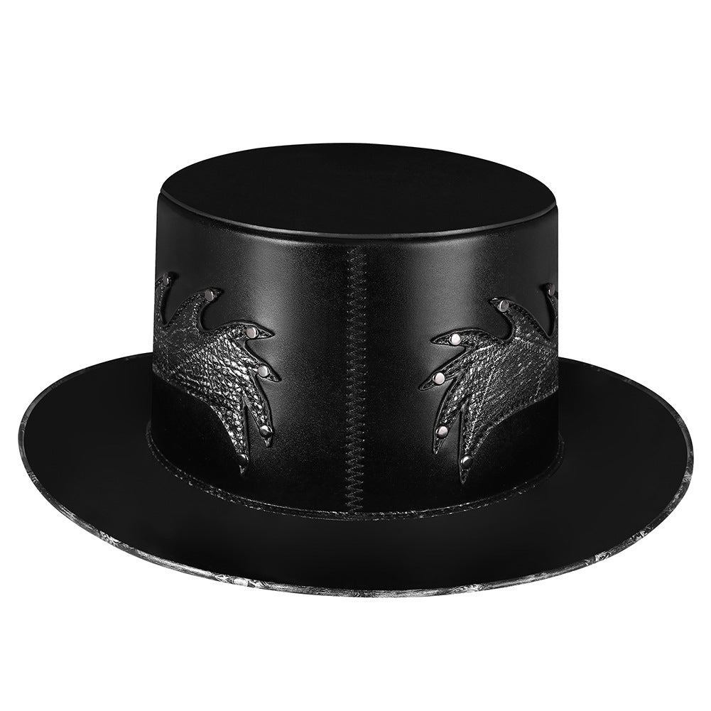 Unisex Punk Flat Top Big Brim Magic Hat - Black
