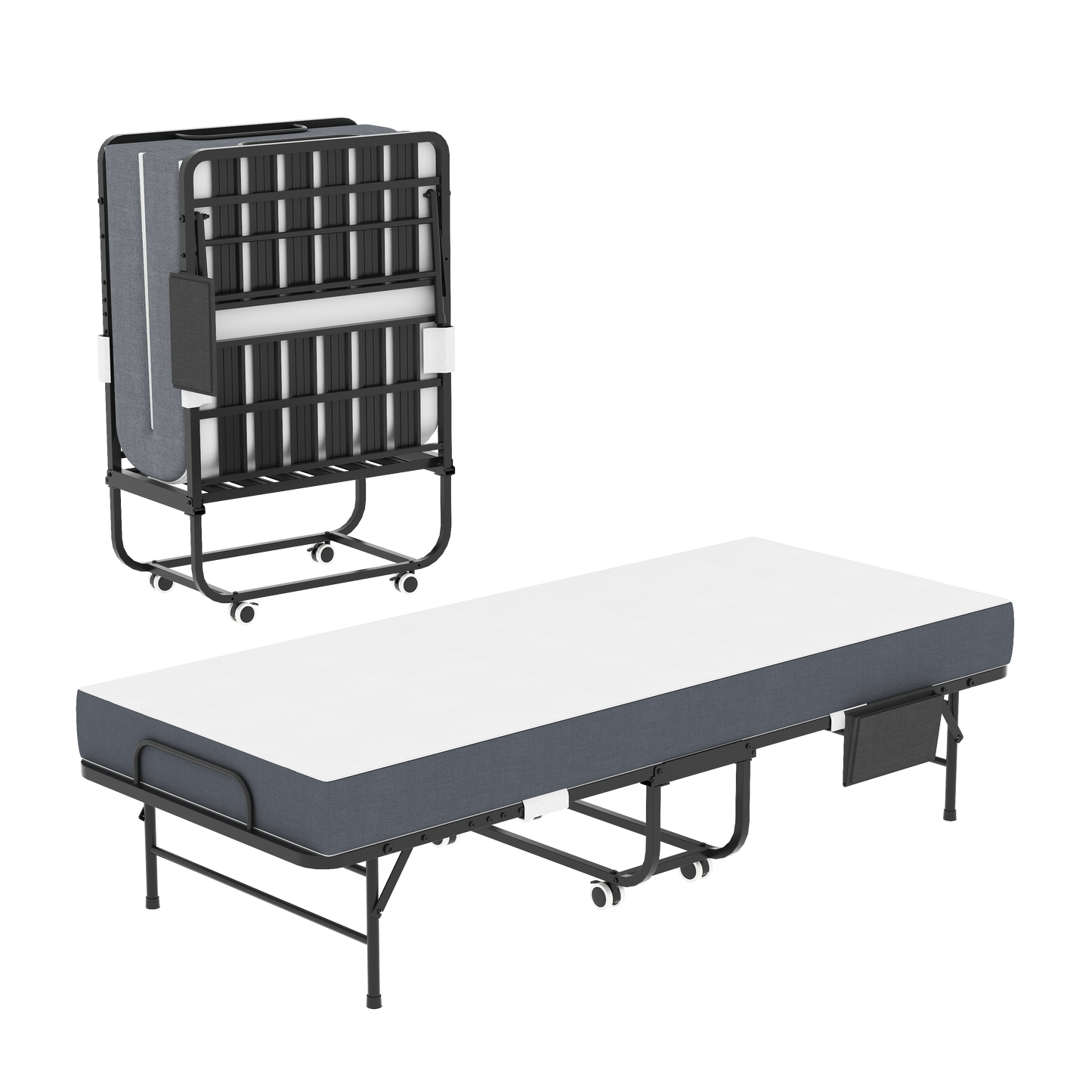 75 Inch Folding Bed With 5 Memory Foam Mattress, Space Saving