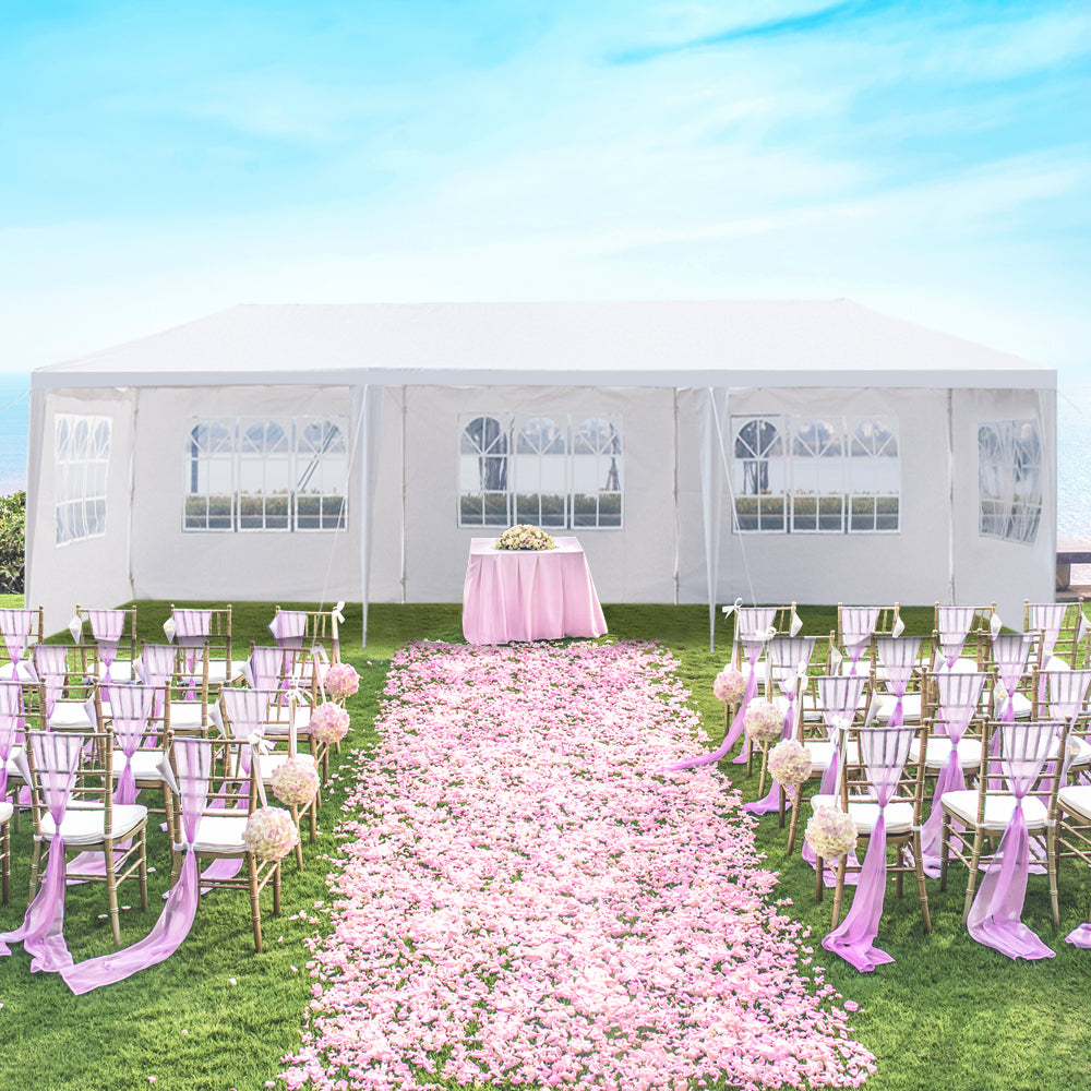 10x30ft White Party Tent with 5 Sidewalls - Waterproof Canopy