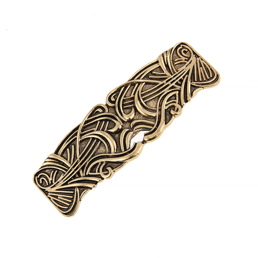 Retro Metal Hair Clip Headpiece Ponytail Holder with Stripes - Gold & Silver