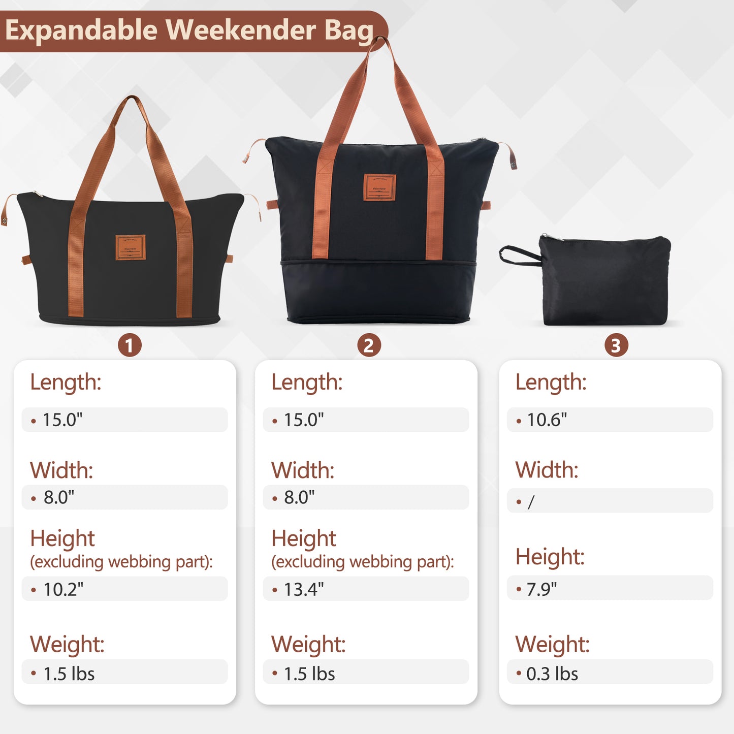 20-Inch Lightweight Hardshell Luggage Set with Spinner Wheels - Black Brown