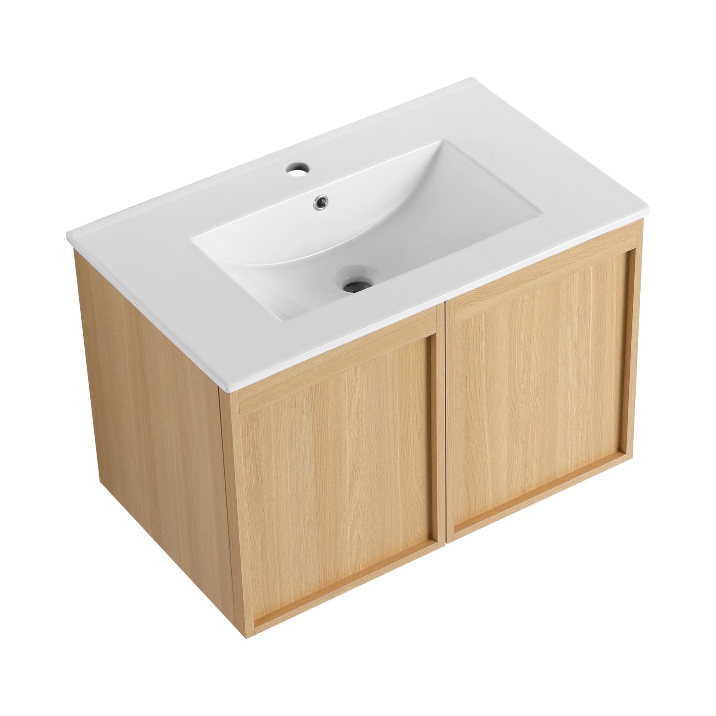 30" Wall-Mounted Bathroom Vanity with Sink - Light Oak