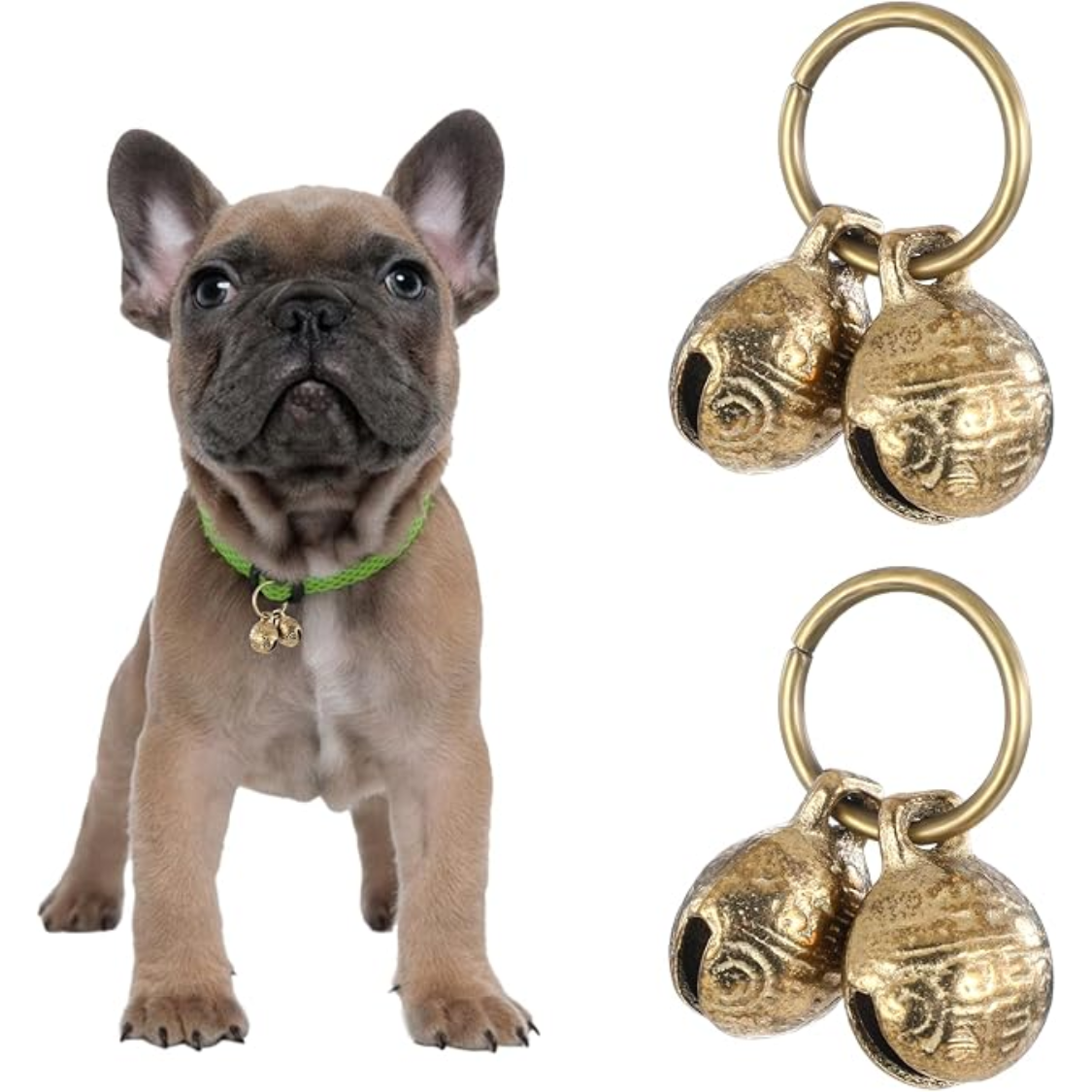 Extra Loud Brass Dog Collar Bell Set - 4 Pieces for Pet Tracking & Training