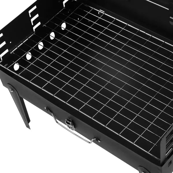 Portable Charcoal Grill - Foldable Outdoor BBQ Grill 17.32" x 10.63" - Black