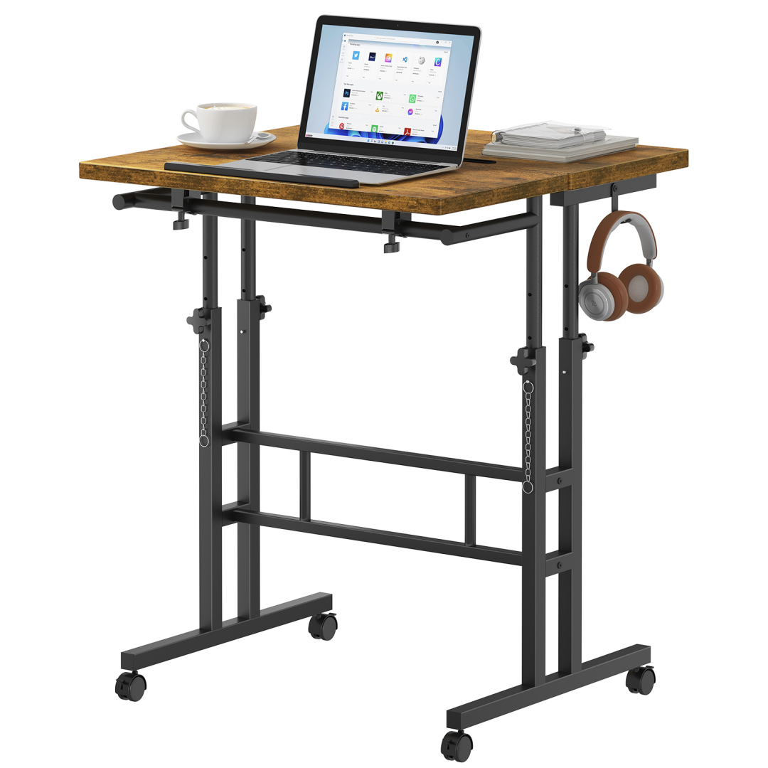 Manually Adjustable Height Rotating Standing Desk - Mobile Worktable