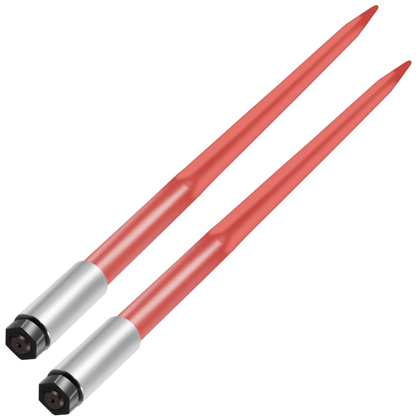 Hay Bale Spear 43-Inch Heavy-Duty Quick Attach Square Bale Fork 3000Lbs Capacity - Red Coated