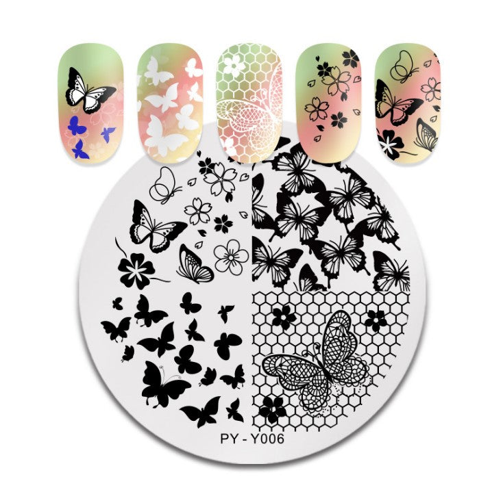 Nail Art Printing Board with Floral Butterfly Design