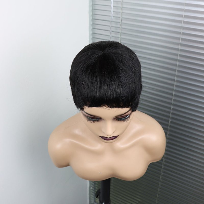 Women's Short Black Curly Synthetic Wig - Easy Style & Dyeable
