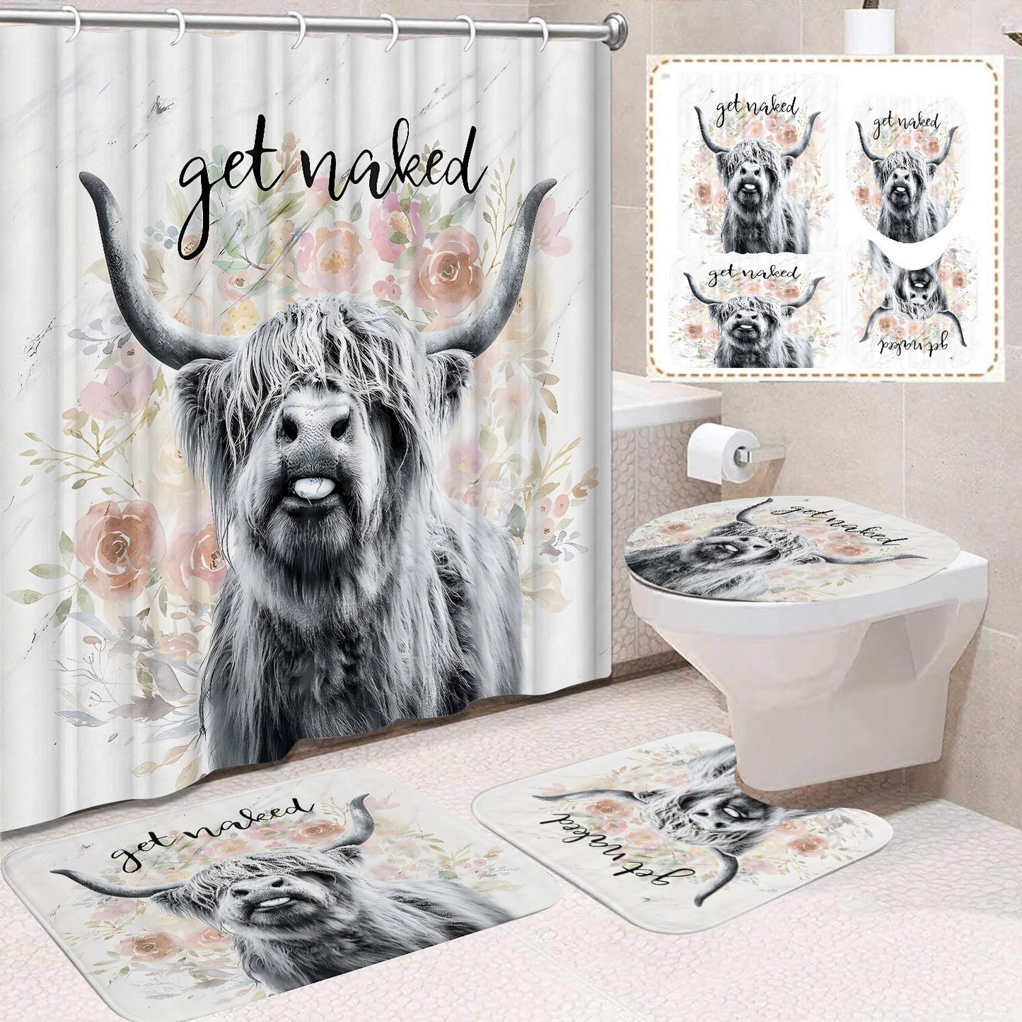 Waterproof Mildew-Resistant Shower Curtain Set - Multiple Sizes & Styles