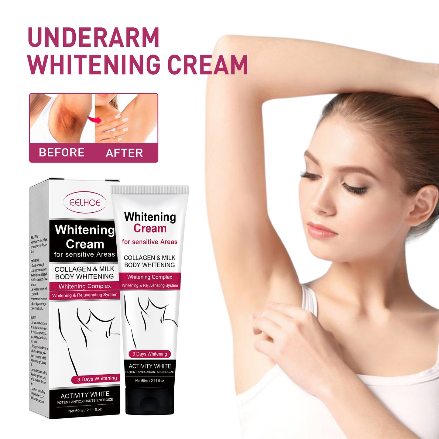 Underarm Melanin Nourishing Skin Care Cream - 60ml Moisturizer for Ladies
