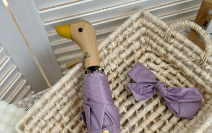 All-Weather 3-Fold Sun Umbrella with Duck-Head Handle UV Protection for Kids & Adults