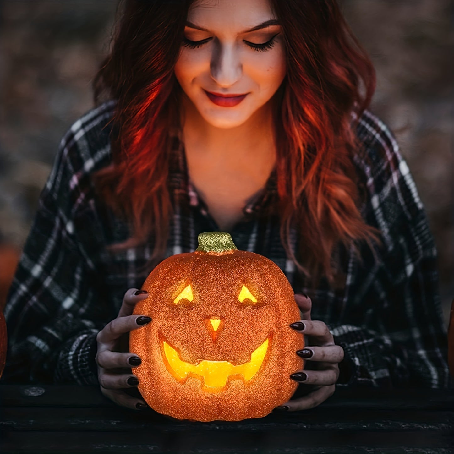 Halloween Orange Pumpkin Lantern LED Battery-Powered Decoration