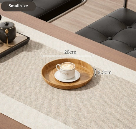 Wood Grain Round Tray Multi-Purpose Dining Plate for Home Use
