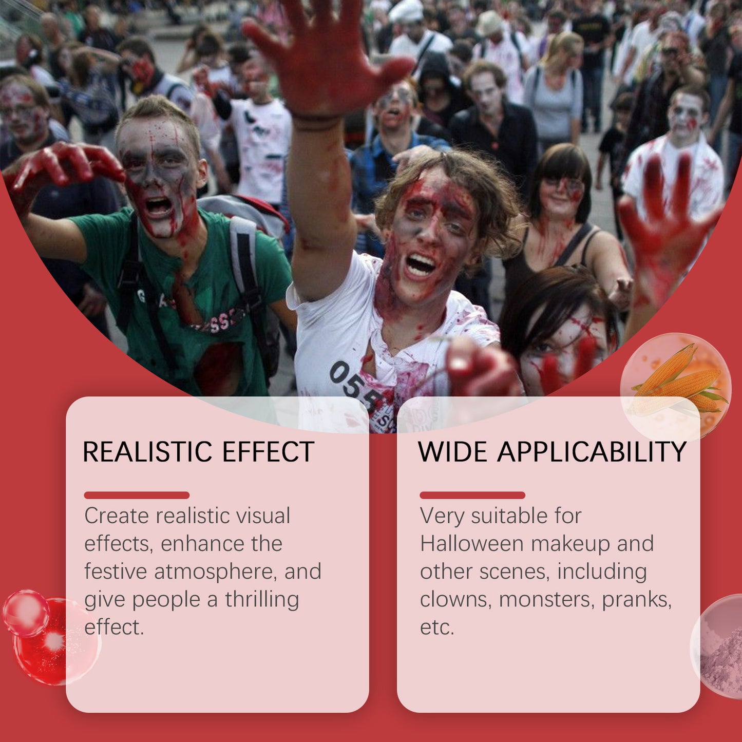 Halloween Fake Blood Makeup Kit - Realistic Costume FX for Cosplay & Pranks