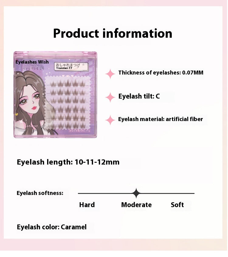 False Eyelashes Caramel Guppy 6 Rows Natural Long Style for Eye Makeup