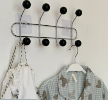 Nordic-Style Wall-Mounted Metal Coat Hook Rack - No-Drill, Modern Home Storage