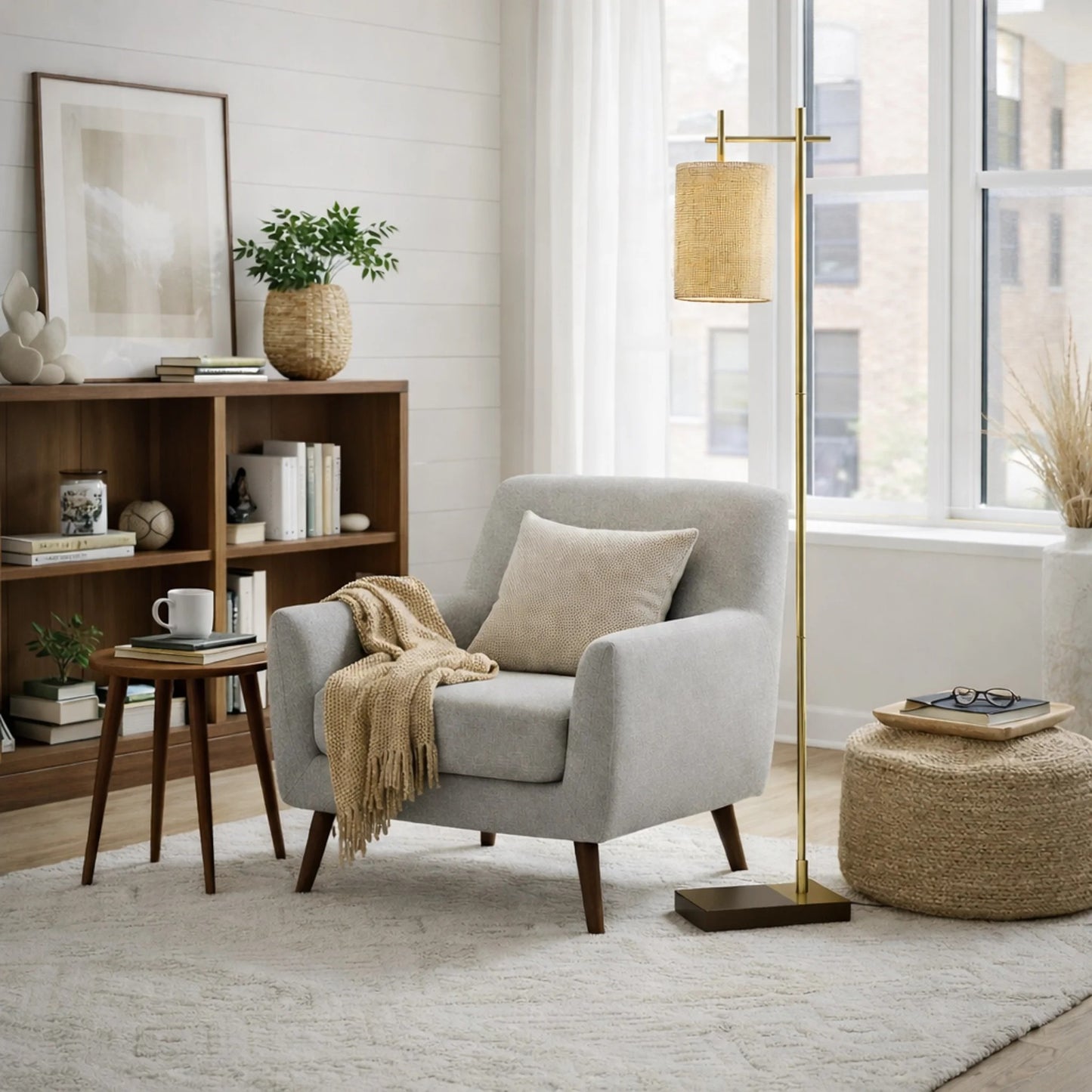 Tall Corner Floor Lamp, Standing Light For Living Room, Bedroom &