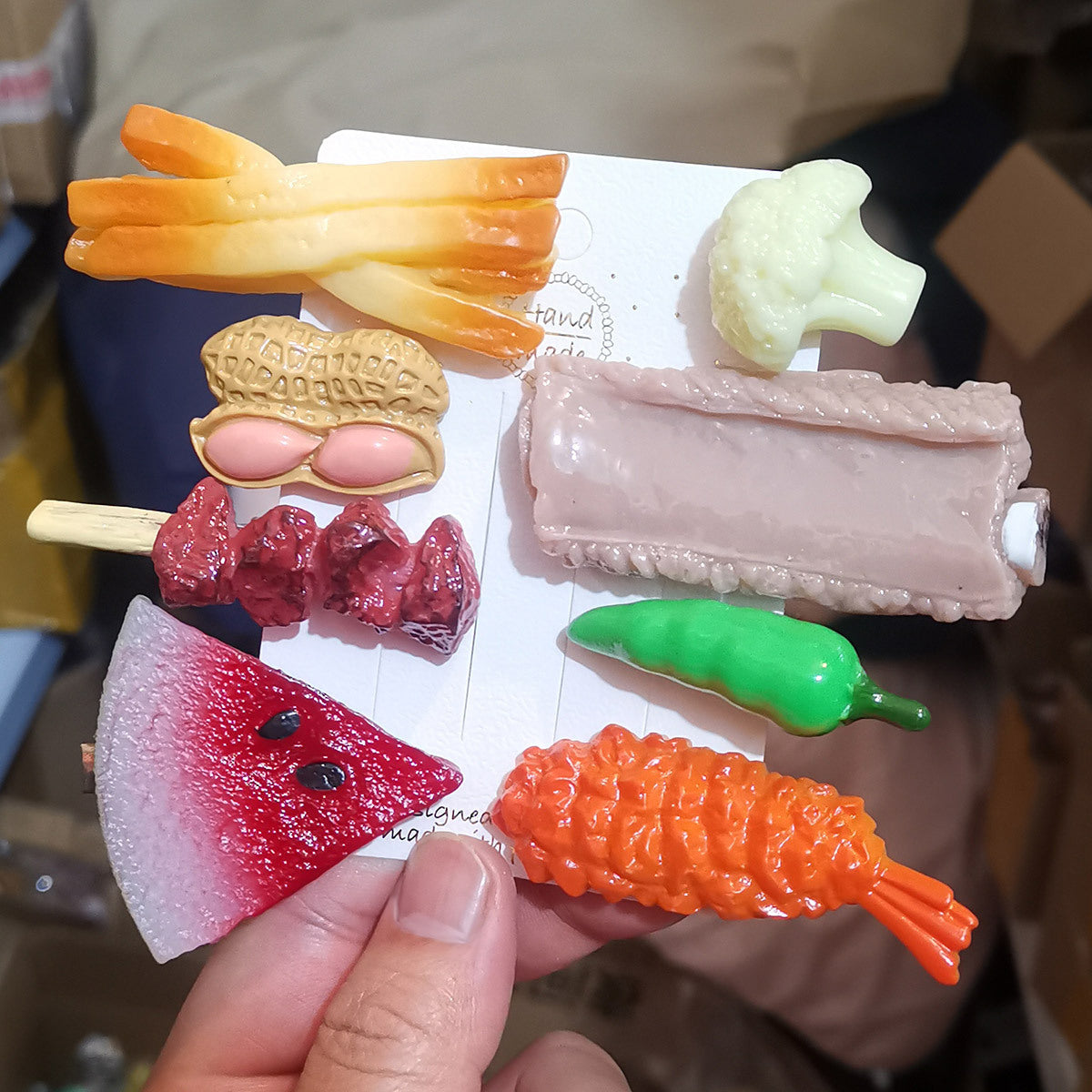 Mini Food Clip Set - Simulation Rice, Eggs, Corn, Melon Seeds, Cute Food Accessories
