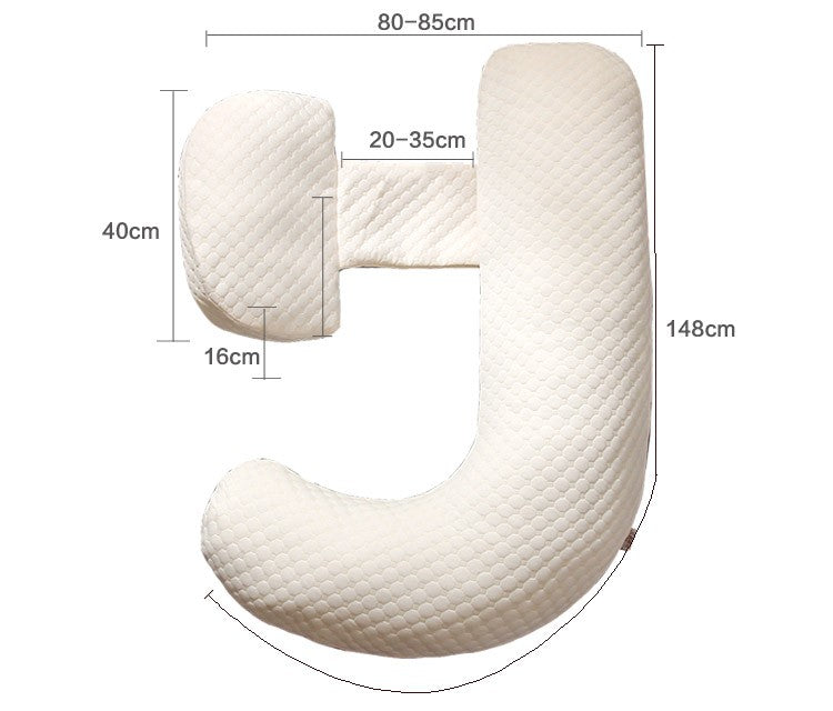 Pregnant Women's Multifunctional Side Sleeping Pillow with White Cover