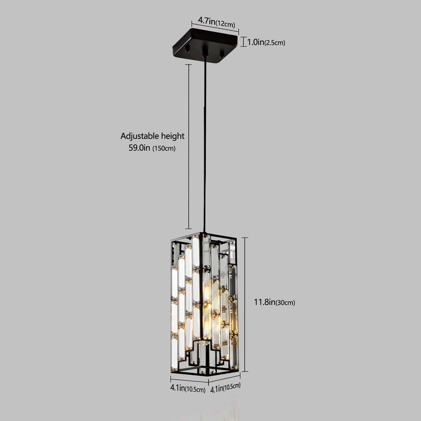 Modern Crystal Pendant Light - 3 Pack Adjustable Ceiling Lamp