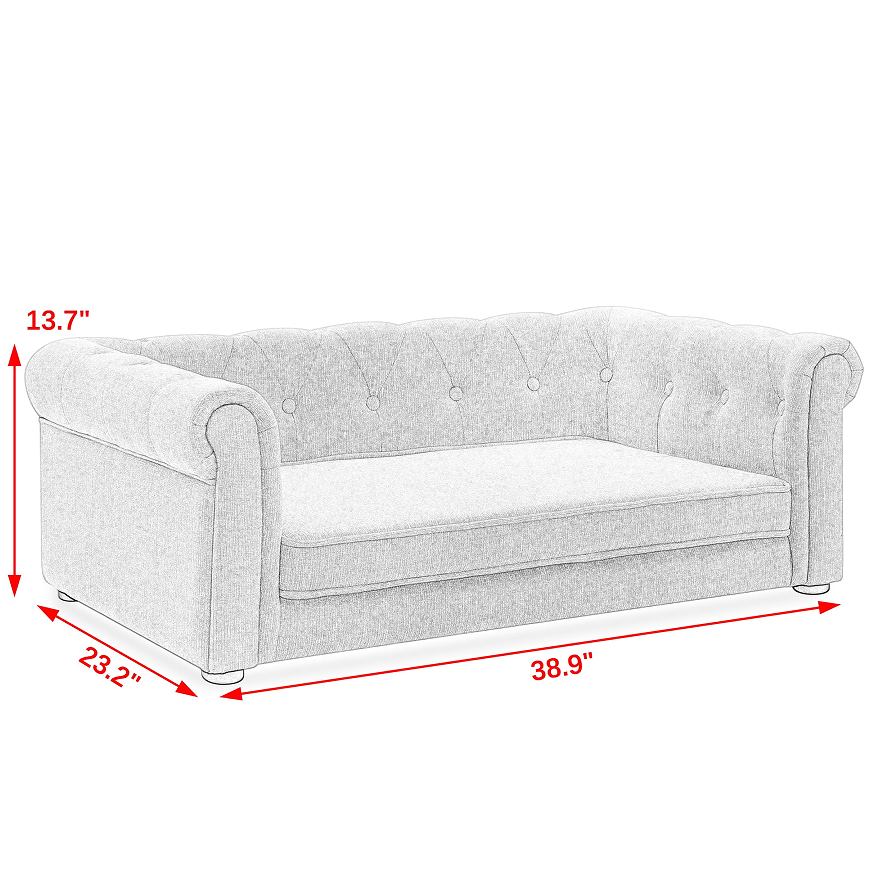 Elevated Large Dog Bed - Modern Rectangular Pet Sofa in Dark Grey