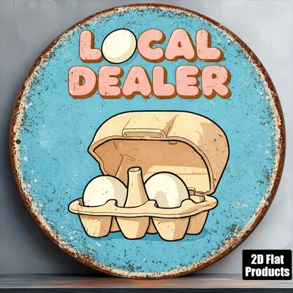 Vintage Fresh Eggs Farm Sign - 8x8 Inch Metal Plaque