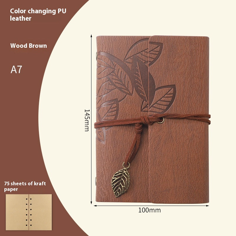 Vintage Travel Notebook - Loose Leaf Diary with Imitation Leather Cover