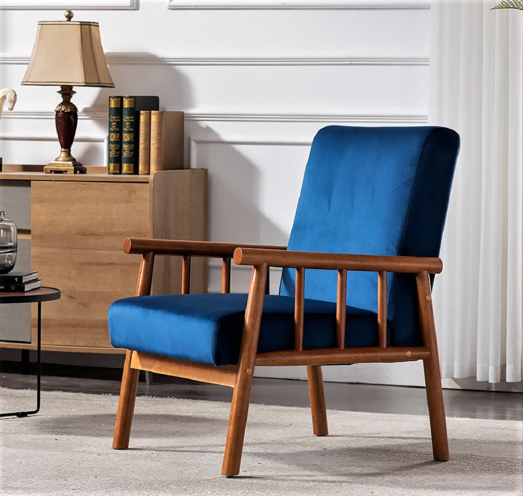 25 Wide Classic Mid-Century Modern Arm Chair, Dark Blue