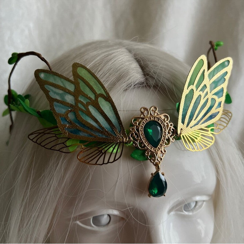 Fairy Style Green Butterfly Wings Headband for Women - Elf Hair Accessory