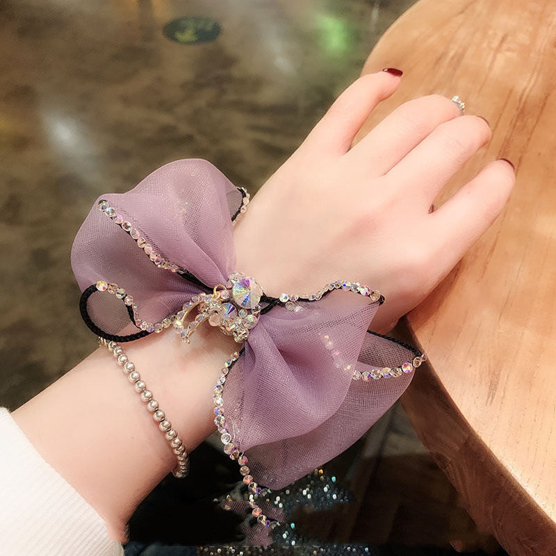 Bow Tie Diamond Hair Ring - Amethyst Crystal