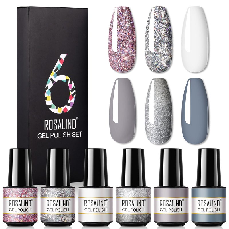 Glitter Nail Polish Set - 6 Piece Gel Kit