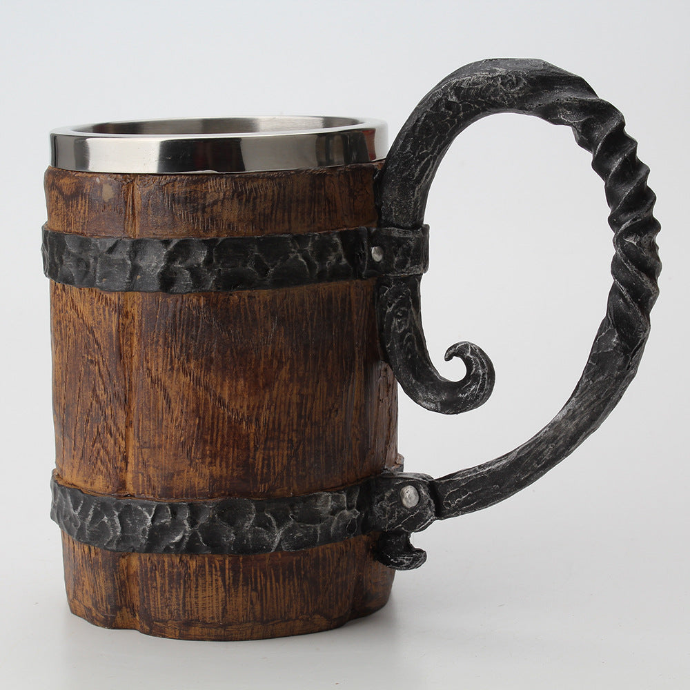 Large Capacity Wooden Beer Stein - Retro 501-600ml Drinkware