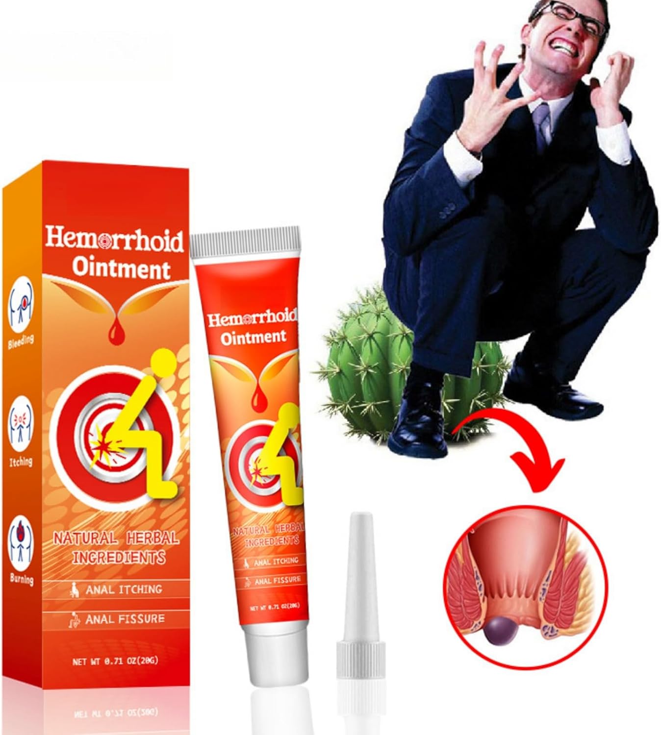 Natural Herbal Hemorrhoid Relief Cream - 20g Soothing Ointment