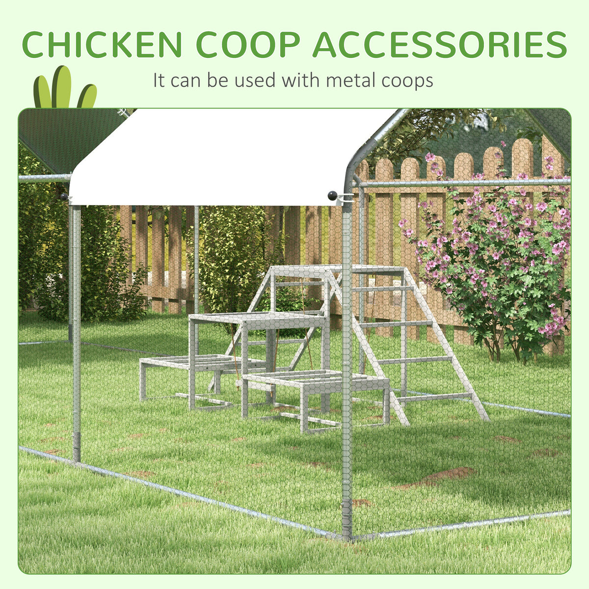 Chicken Roost Toys with Wood Stand and Ladder for 10-15 Chickens